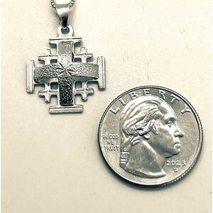 Jerusalem Crusader's Cross 925 Sterling Silver Pendant nec